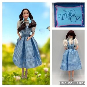 Vintage Wizard of Oz Dorothy Barbie Doll 1999 Mattel Blue Gingham Dress Braids